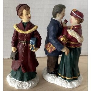 Vtg Mervyn's Christmas Village Square Victorian Couple Woman Gifts Figure